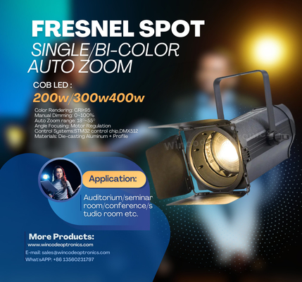 良い価格 150W 200W LED フレンネル ホット ホワイト クール ホワイト LEDスポットライト スタジオライト オンライン